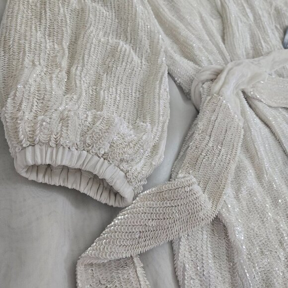 NEW Retrofete Gabrielle Sequin Robe Mini Dress size L Clear White NWT - Picture 13 of 15